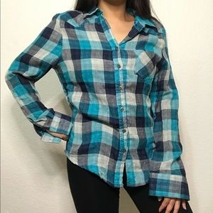 🌱 Mudd | Blue & White Button Up Flannel